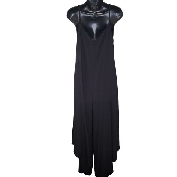 Vince Camuto Solid Tie-Shoulder Cascading Black Jumpsuit Size XL - Picture 4 of 8